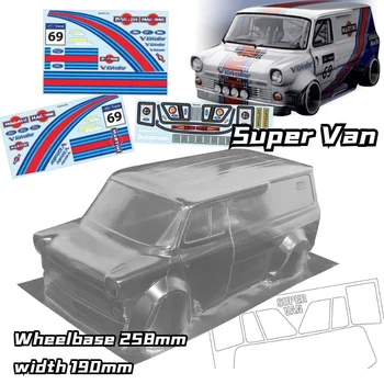 1/10 Van Super Wide body RC PC carrosserie lampenkap 190mm breedte Transparante drift touring lichaam shell Voor RC hsp hpi Tamiya trax