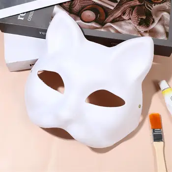1/3/5st de Helft van het Gezicht met de Hand beschilderd Kat Fox Mask Anime Demon Slayer Maskerade Halloween Festival Cosplay Prop Japanse Maskers