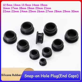 1/5/10/20Pcs Zwart Siliconen Rubber Snap-on Gat Blanking Plug eindkappen Zegel Stopper 12.5 13 13.5 14 15 16 17 18 tot 30mm