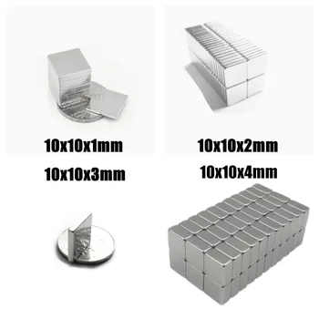 10 20 50PCS Magneet 10x10x1 10x10x2 10x10x3 10x10x4 mm N35 Vierkante Zeldzame Aarde Krachtige Neodymium Magneet Magnetisch 10mm