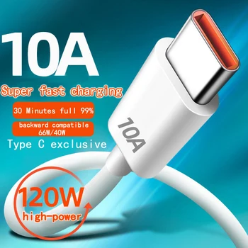 10A 120W USB Type C Super-Snel Opladen Kabel voor Huawei P30 P40 Snelle Uitwisseling van Gegevens Snoer voor Xiaomi Mi13 12 Pro Oneplus Realme POCO