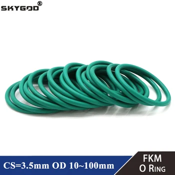 10pcs FKM O-Ring CS 3,5 mm OD 10 ~ 100 mm Afdichting Isolatie Olie op Hoge Temperatuur Weerstand Fluor Rubber O-Ring Groen