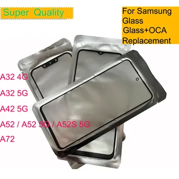 10Pcs/Partij Voor de Samsung Galaxy A32 A42 A52 A52S 5G A72 Touch Screen Bedieningspaneel Voorste Buitenste Glas LCD Lens Met OCA