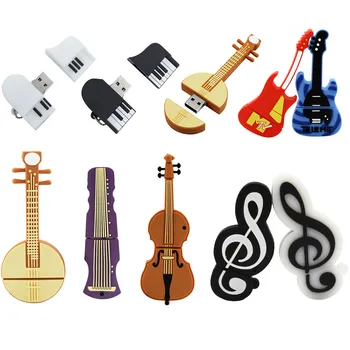 11 Stijlen muziekinstrumenten Model USB Geheugen Stick 32GB 64GB cle USB Flash Drives Microfoon/Viool/Piano/Gitaar USB Stick