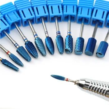 11 Type Blauwe Hardmetalen Stiftfrees de Nano-Coating Nagel Boor Rotary nagelvijlen voor Manicure Elektrische Nagel Boren Accessoires