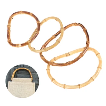 12cm/15cm Ronde Bamboe Zak Hout Verwerkt Handgemaakte Vintage Handtas Vervanging DIY Accessoires Voor Tassen Tas Handgrepen