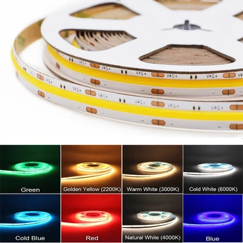 12V 24V COB LED Light Strip Flexibele Tape Diode 320Led/M 0,5 M 1m 2m 3m 4m 5m Hoge Dichtheid Warm Natuur Koel Wit Lineaire Dimbaar