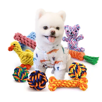 1pcs Bijten Bestendig Hond Kauwen Speelgoed voor Kleine Honden het Reinigen van Tanden Puppy Kat Honden Touw Knoop Bal Speelgoed Spelen van dierlijke Accessoires