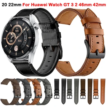 20 22MM Armband Leder Riem Voor Huawei Kijken GT 3 2 GT2 GT3 Pro 46mm 42mm Eer Magic Slim de Band van het Horloge Armband Armband