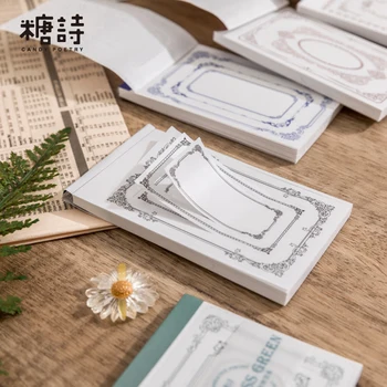 20 Stuks Retro Flower Frame Label Tear-off Kladblok Materiaal Papier Junk Journal Planner Scrapbooking Decoratieve DIY Craft Papier