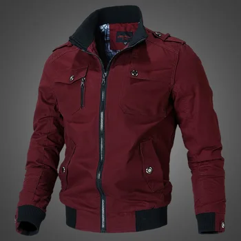 2023 Mannen Najaar Trendy Casual Knappe Slim-Fitting Workwear Jacket is gemaakt van Zuiver Katoen Stand Kraag Militair Uniform