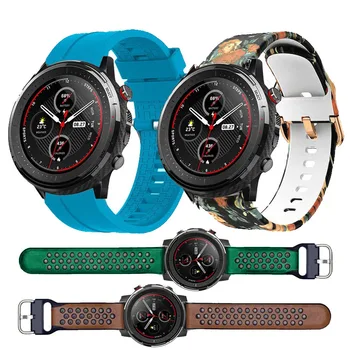 22mm Silicone Lederen Band Voor Amazfit GTR 2-band voor Amazfit GTR 3 PRO/47mm/Stratos 3/Tempo 2S Riem armband Horlogebanden