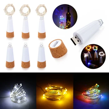 2m 20 LED Kurk van de Fles Fee Lichte USB-Oplaadbare voor Slaapkamer Home Party Bruiloft Kerst Indoor Decoratie String Lamp