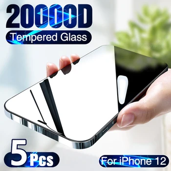 3-5 st 20000D Zwarte Transparante Screen Protector voor iPhone 15 14 13 11 12 mini Pro X XS Max XR SE 9U Helder Gehard Glas Film
