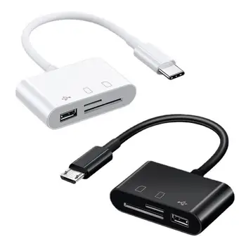 3-In-1 Multi-Poort Hub Converter Type-c/Lightning-Naar-USB OTG-Adapter TF SD Memory Card Reader voor de Iphone, Android en Laptop