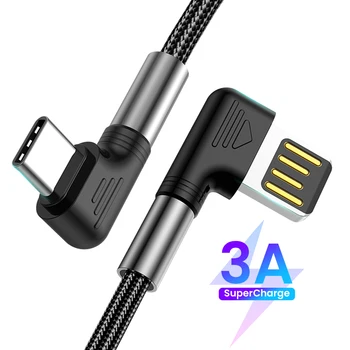 3A Snel op te Laden QC3.0 Type-c-Kabel Voor HUAWEI Mate 40 P50 Pro Data kabel Voor Xiaomi Poco X4 X3 NFC type c 90 Graden Lader Kable