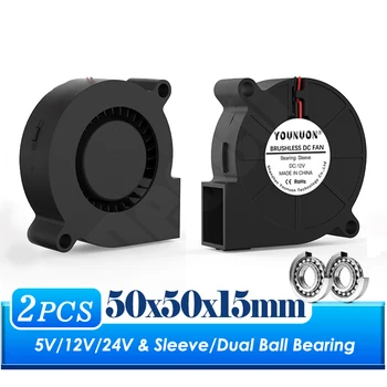 3D printer fan 50mm 5015 Turbo blower 24V 12V 5V Dubbele bal mouw ventilatoren 50x50x15mm voor 3D-printer-koeler
