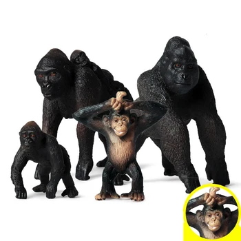 4 stuks/set Wilde Dieren Realistische Gorilla, Chimpansee Solid Model Ornamenten Action Figure Figuur Onderwijs Speelgoed voor Kinderen