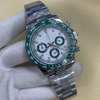 40mm S-Logo Fashion Perfecte Chronograaf Horloge VK63 Beweging Quartz Horloge Horloge Waterdicht Roestvrij Staal Horloges voor Mannen