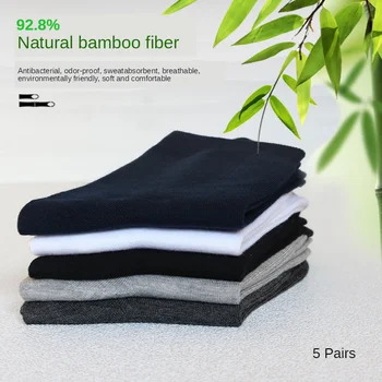 5-Pack Sokken van Hoge Kwaliteit Mannen Bamboe Vezel Kleding heren Sokken Business Ademend Lange, Witte, Zwart Chaussette Homme Cadeaus Voor de Man