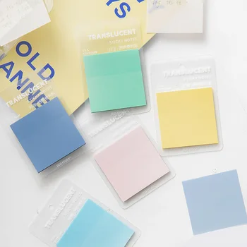 50 STUKS PET zelfklevende Transparante Waterdichte Pastel Kleur Memo Pads voor Herinneringen Studie School Home