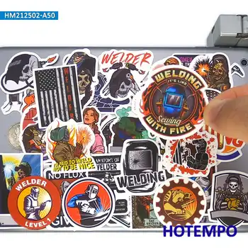 50pcs Lasser Retro Werknemer Lassen Patroon Grappige Mix Telefoon Laptop Auto-Stickers Pack voor Gitaar Skateboard Fiets Motorfiets Sticker