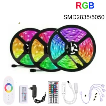 5M-20M SMD2835 5050 LED Strip DC12V RGB, RGBW / RGBWW Flexibele Licht Tape Kleur RGB LED Strip Set +Afstandsbediening+Power Adapter
