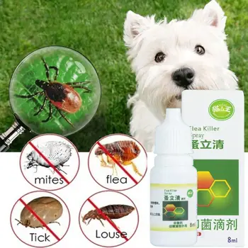 8 ML Vlooien Spray Veilige Ingrediënten Itch Relief Verwijderen van Teken, Vlooien Universele Hond Anti-vlo Mijten en Teken Druppels Indoor
