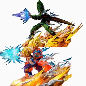 Anime Dragon Ball Z Figuur Super Saiyan Goku Gohan Vs Cell Actie Figuren Kamehameha Dbz Beeldje PVC Statue Collectie Speelgoed