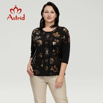 Astrid Vrouwen T-Shirt 2022 Oversized Top Vrouw Kleding met Lange Mouwen Vintage Fashion Luxe Grafische Diamanten Print Vrouwelijke t-Shirts
