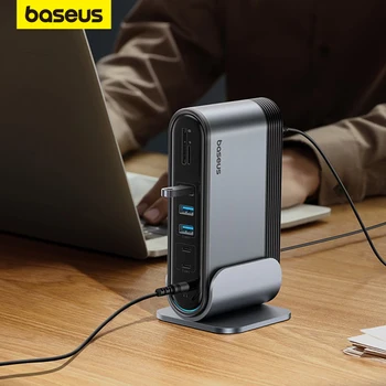 Baseus 17 in 1 Gen2 USB-C HUB Dual 4K@60Hz HDMI-compatibele DP USB 3.0 met Power Adapter-Docking Station voor MacBook Pro M1 M2