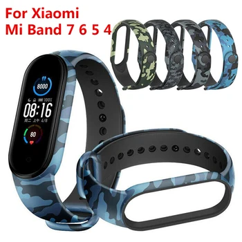 Camouflage Riem voor de Xiaomi Mi Band 7 6 5 4 3 Cool Geschikte Siliconen Vervanging Belt Sport Armband Armband voor MI6 MI7 MI5