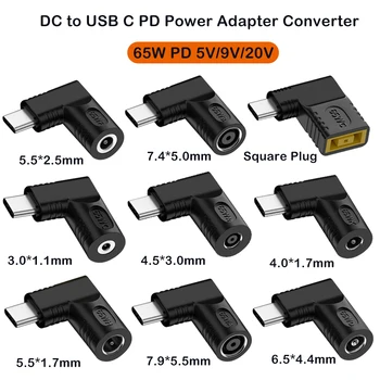 DC 5.5X2.5 7.4X5.0 4.5X3.Mm 0 mm Female Jack naar 65W Type C USB-C PD Power Connector Adapter voor MacBook Xiaomi Redmi OPPO Samsung