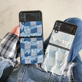 Denim Vouwen Telefoon Gevallen Voor Samsung Galaxy Z 4 Flip Case Schokbestendige Harde cover voor Samsung Z Flip 3 5G ZFlip4 Accessoires