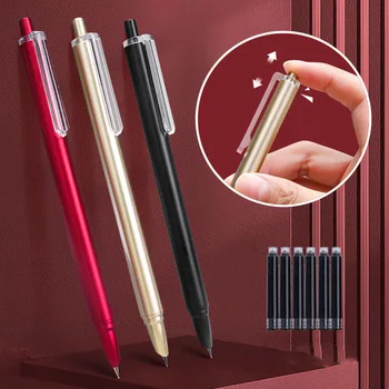 Druk Op Vulpen Plastic Inkt Pennen Converter Filler Hooded F Nib Business Office School Levert Pennen