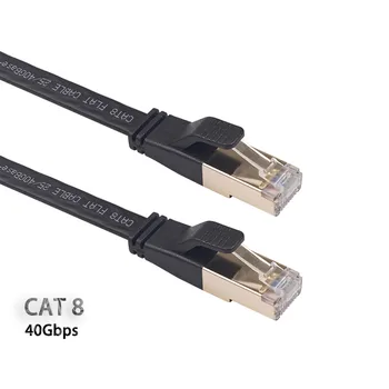 Flatscreen Categorie 8 Double Shielded 40gbps 10 Gigabit Ethernet-Kabel 0,5 m Rj45 Plug Cat8 Platte netwerkkabel gegevensoverdracht met Hoge Snelheid