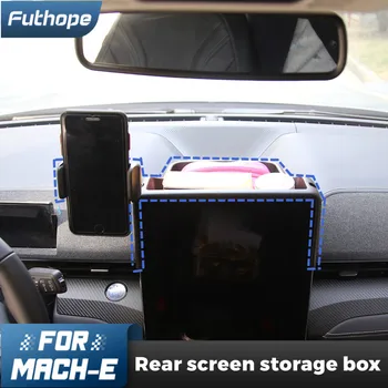 Futhope 2 in 1 Achterkant screen Grote opslag ruimte mobiele telefoon houder tissue Box opbergdoos Voor de Ford Mustang MACH-E 2021 2022