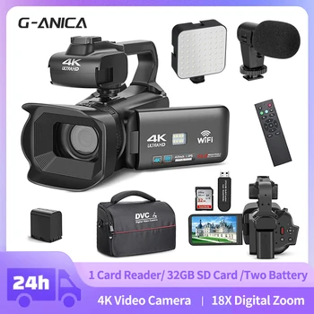 G-Anica 4K Digitale Camera 64MP Video-Camera Met Handmatige 4.0 Inch Scherm 18x Digitale Zoom Video-Recorder Voor