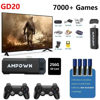 GD20 256G 70000+ Games Video Game Console 2.4 G Dubbele Draadloze Controller Emuelec 4.3 Systeem 4K HD Retro Game Stick voor PS1 GBA