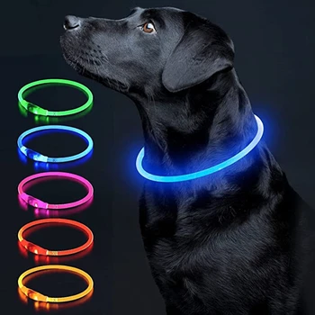 Geleide Lichtgevende Halsband Licht Opladen via USB Ketting, Knipperende DIY Gloeiende Veiligheid Anti Verloren Kat Honden Halsband Accessoires Levert