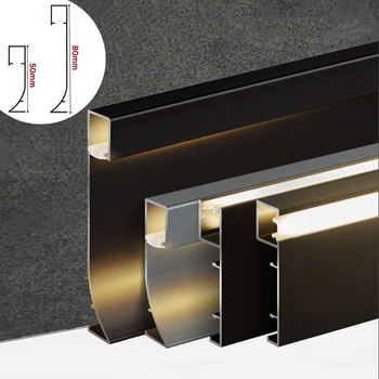 H50/80mm Verzonken Wall LED Trim Langs de Lijn Aluminium Profiel Plint Kanaal Hoek Taille Slaapkamer Home Decor-Bar-Strip Licht