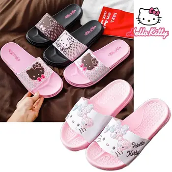 Hello Kitty Sanrio Slippers Schoenen Zomer Vrouwen Kawaii Kt Cat Fashion Y2K Flatscreen Dia ' s van Flip-Flops Dikker Vrouw Thuis Sandalen Cadeau