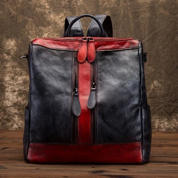 Hoogwaardige Natuurlijke Huid Vrouwen Backpack Rugzak Travel Bag Multi-Capaciteit Retro Nieuwe Recreatieve Ransel Lederen Rugzak