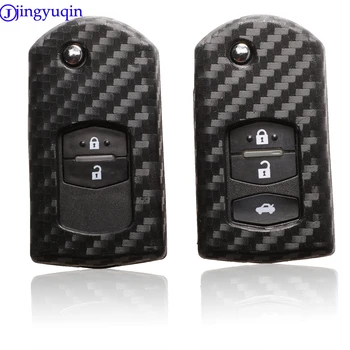 jingyuqin 2/3 Knop Remote Key Fob-Shell Case Flip Inklapbare Voor Mazda 3 5 6 Silicone Case Cover