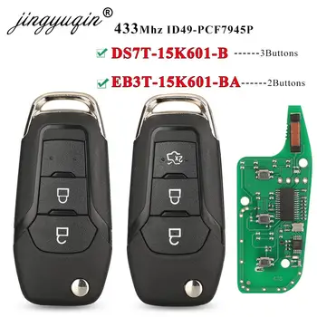 jingyuqin Flip Externe Sleutel Fob ID49 433Mhz DS7T-15K601-B /EB3T-15K601-BA Voor Ford F150 Ranger Galaxy S-Max KA+ Mondeo V