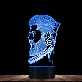 Kapper Bedrijf GELEID Nacht Licht Schoonheidssalon Kapper Winkel Aanmelden Creatieve Nacht Lamp 3D Optische Illusie Tabel Licht