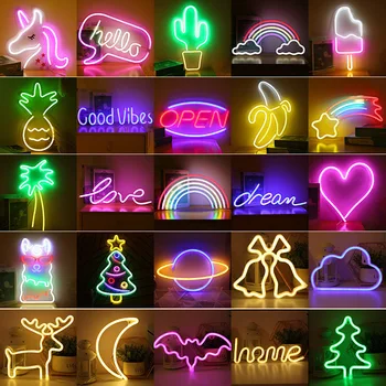 LED Neon Nacht Licht Voor Kunst Teken Home Party Slaapkamer Cabaret Bruiloft Kerst Cadeau Muur Opknoping Decoratie Bord Nacht Lamp
