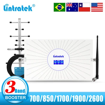 Lintratek 3 Band Mobiele Versterker B28 700 850 1700 1900 2600MHz B5 B7 LTE 2G 3G 4G-Signaal Booster Mobiele Telefoon Repeater 70dB