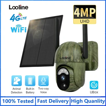 Looline 2K 4G Zonne-Beveiliging Camera Wireless Outdoor Menselijke/Dierlijke Detectie Kleur Night Vision IP66 Waterdicht Wildlife Camera