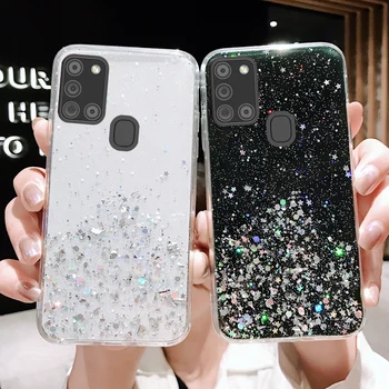 Luxe Bling Glitter Telefoon Geval Voor OPPO A15 A16 A5 A9 A15S A16S A52 A53 A54 A72 A73 A74 A93 F17 F19 Reno8 Sterren Duidelijk Soft Cover